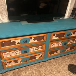 Long dresser and two night stones  Refurbished with chalk paint peacock color