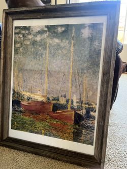 Claude Monet reprint, wooden frame