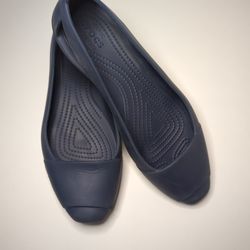 Crocs Slingback Flats Slip On Sandals Espadrilles Shoes Size 9 Blue Ballet