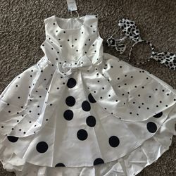 Dalmatian dálmata girl costume doggy halloween dress white black cruella kid
