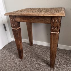Carved Wooden Side Table