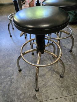 4 barstools leather height adjustable