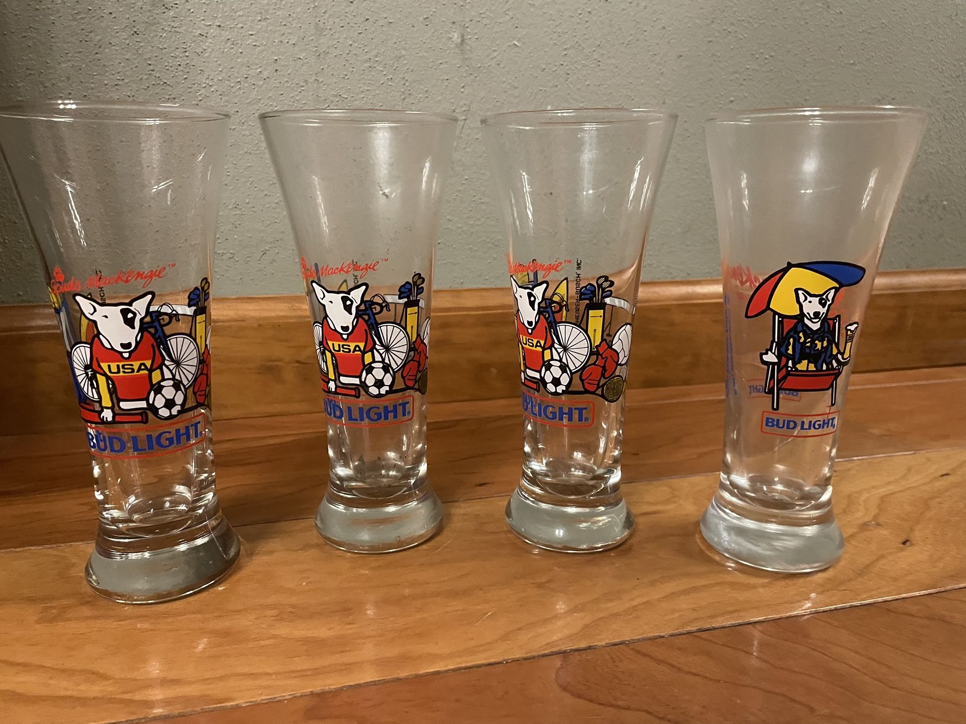 Spuds McKenzie Bud Light Beer Glasses
