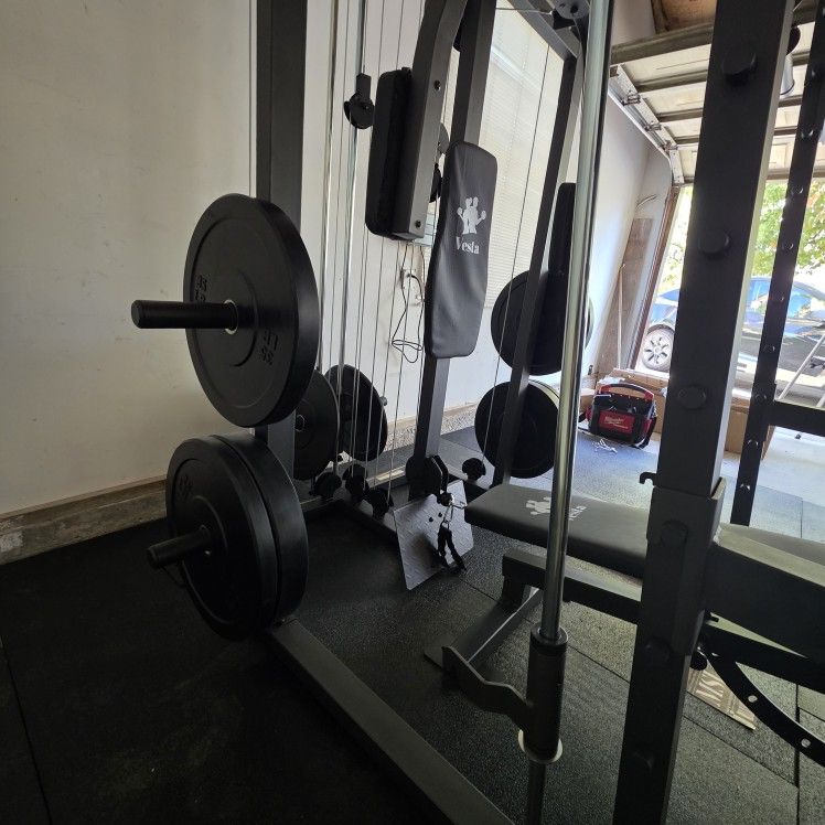 New Home Gym Smith Machine Sm2001 | Multi-Use Adj Bench | 230lb Weight set | Advance Barbell | FREE DELIVERY🔥