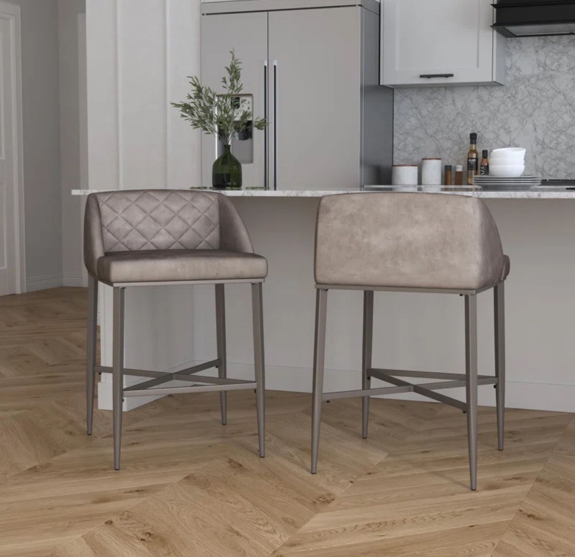 Armana Countertop Stools, Grey Suede X4