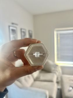 3CT Emerald Cut Moissanite Engagement & Wedding Band Set – Solid Sterling Silver Size 6 ✅✨