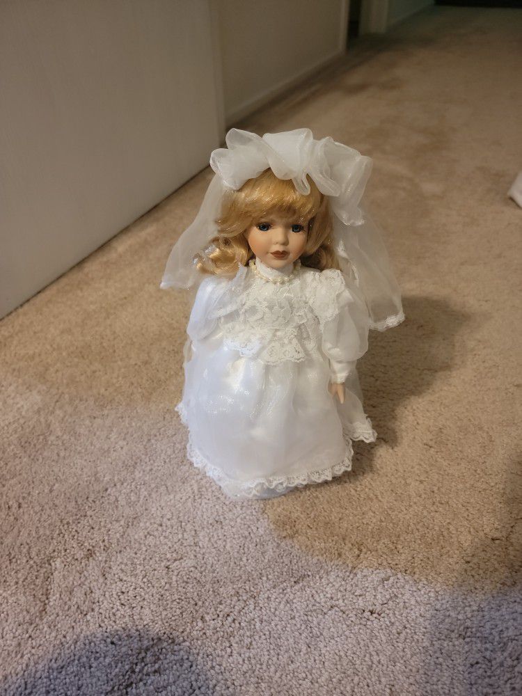 Bride Porcelain Doll With Stand