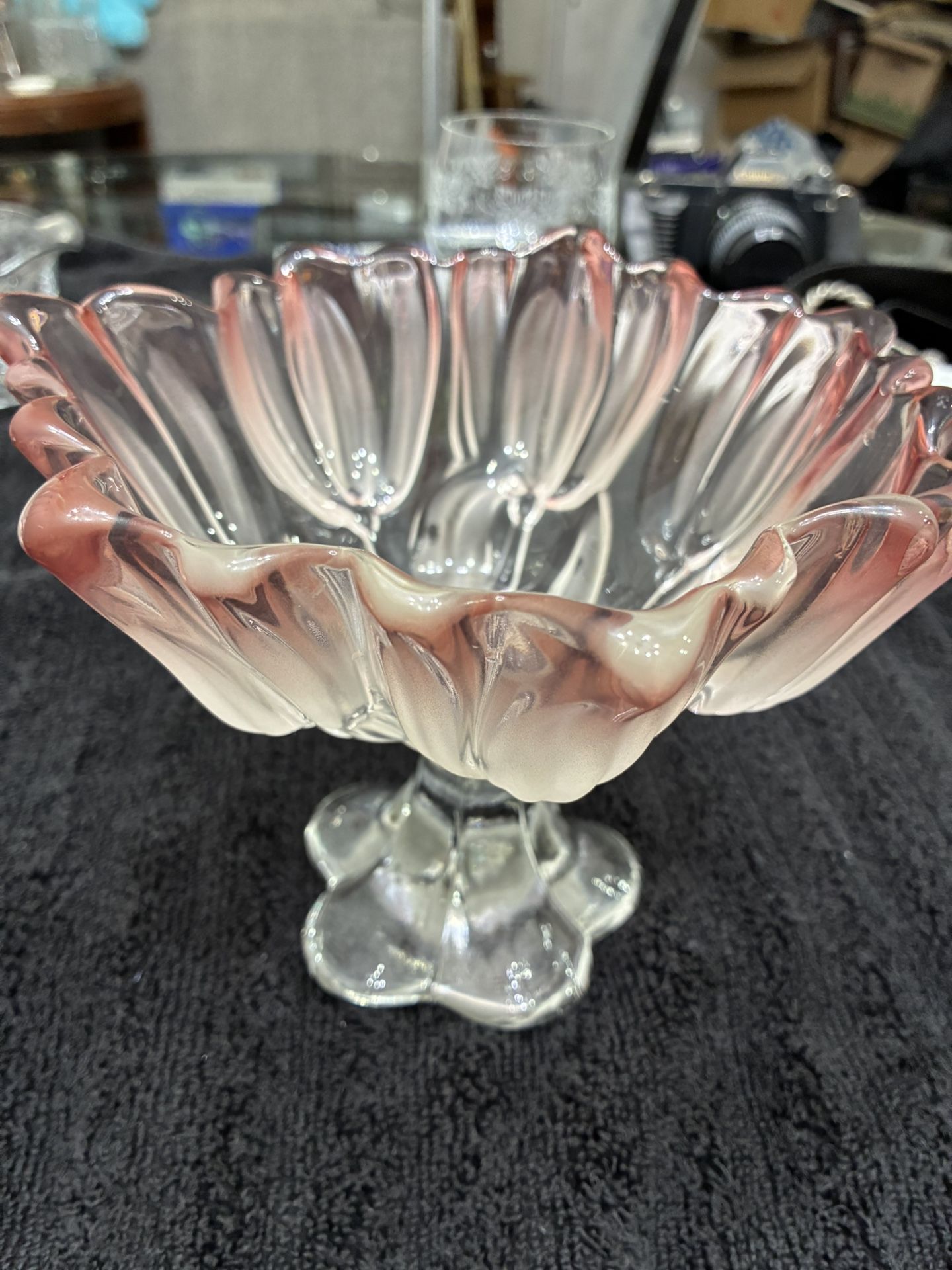 Glass Tulip Serving Dish Vintage