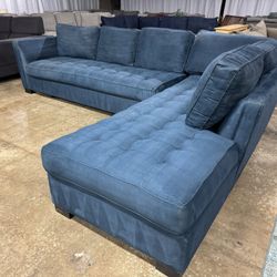 Navy Blue Tufted Sectional