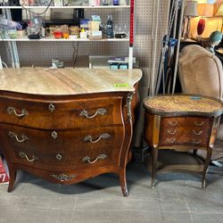 French Louis XV Style Bombe Chest with Marble Top