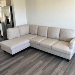 Cream Beige 95” 2pc Modern Sectional Sofa with LAF Chaise by Andover Mills