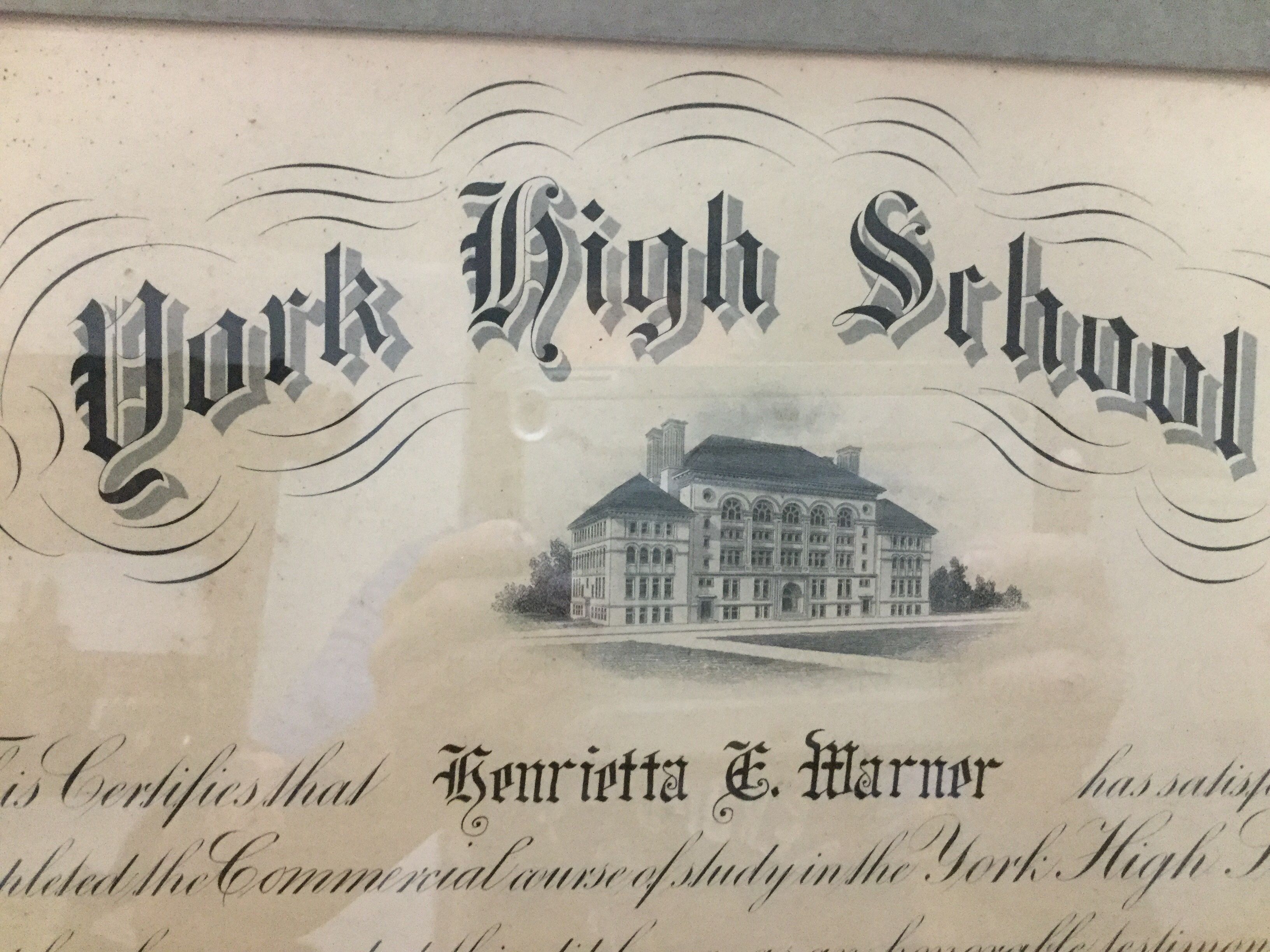 1926 York High School Diploma