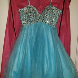 Blue Night Moves Sequins and Rhinestone Tutu Prom or Homecoming Dress
