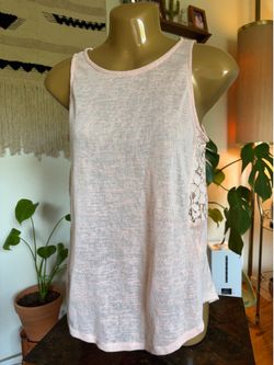 Soft Peach Top with Lace Accents