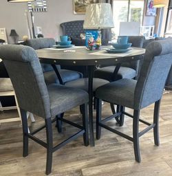 5PC Counter height dining table set Round top
