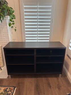 Ikea Wood Open Shelving Media Unit with Metal Legs