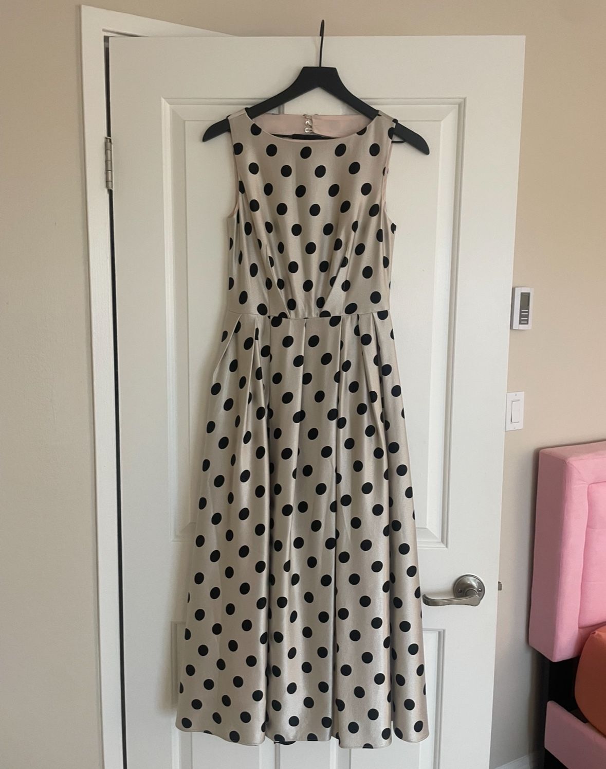 Prom Beige Dress With Black Dots