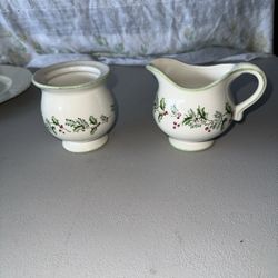 Vintage and Rare Holly Berry Sugar Bowl and Creamer