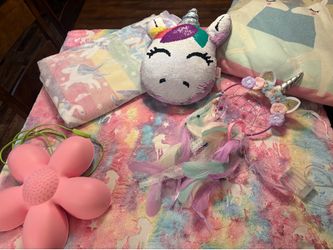Unicorn dream catcher, pillow, blanket and lights