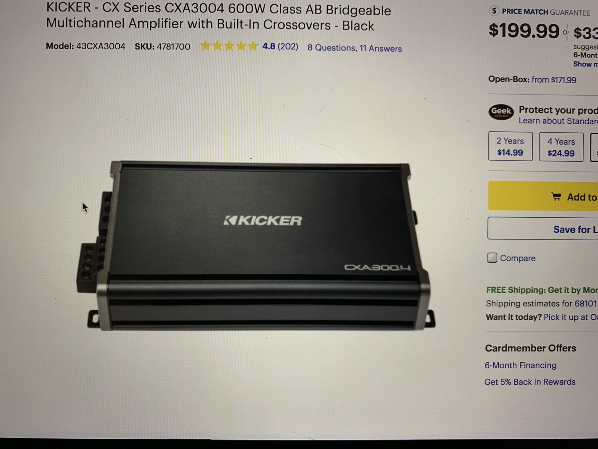 Kicker 600w 4 channel Amp and rockford fosgate p3 10 for Sale in Omaha