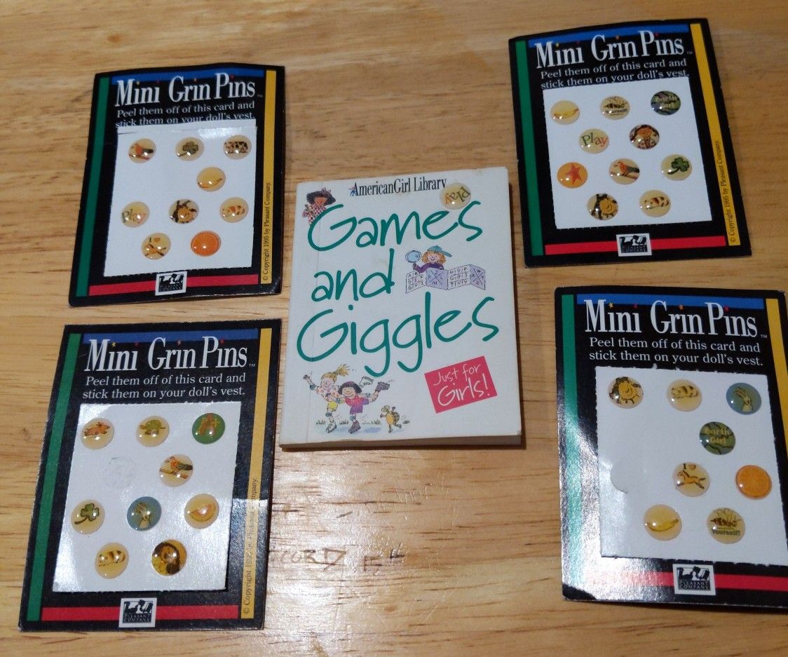 American Girl Mini Grin Pins + Games and Giggles mini book
