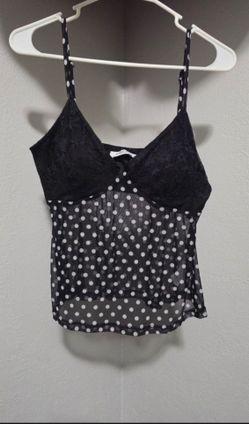 Black Polka Dot Lace Cami Top