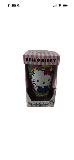 New Sanrio Hello Kitty Rainbow Hearts Glassware 16oz Kawaii Cute Glitter Decor