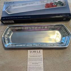 Towle Silversmith Mother of Pearl Inlay 14” x 5” Hors D’oeuvre Tray