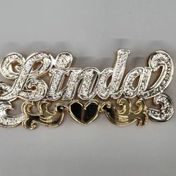 10k 14k Gold Custom Name Plate Pendant 