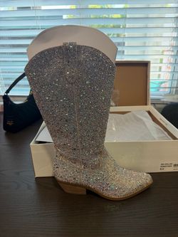 Betsey Johnson Silver Sparkle Boots - Brand New