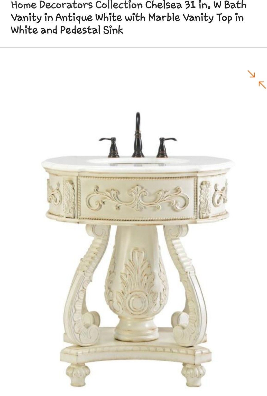New Home Decorators Chelsea 31in Bath Vanity With Marble,Retail $800!! - $400