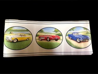 Two Vintage Warner Wallpaper Rolls Border Pattern 4034– Classic Cars– New Sealed