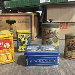 Set Of Vintage Tin Containers