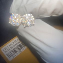 VVS1 Diamond Earrings - GRA Certified - 925 Silver - Passes Diamond Tester