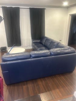 Leather sofas blue