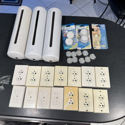 Child Proof electical bundle - 9 outlet plugs, 14 outlet face plates, 3 surge protector covers +