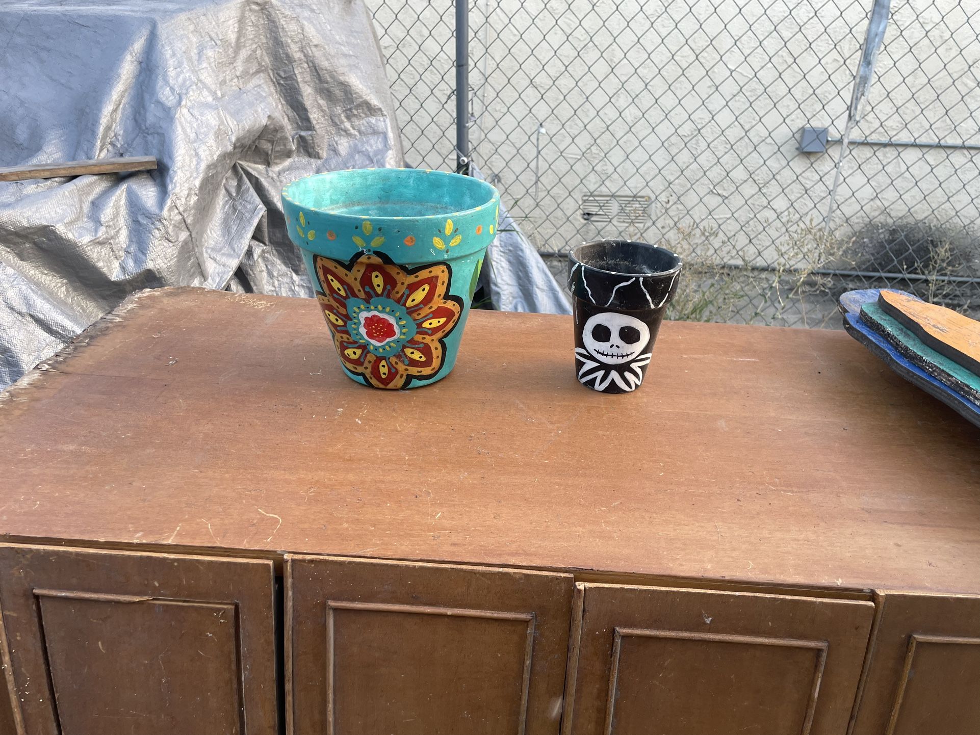 Two Flower Pots Not Plastic