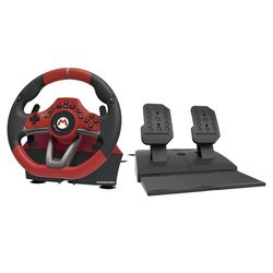 Nintendo HORI Mario Kart Racing Wheel Pro Deluxe NSW-228 Black/Red. Tested!