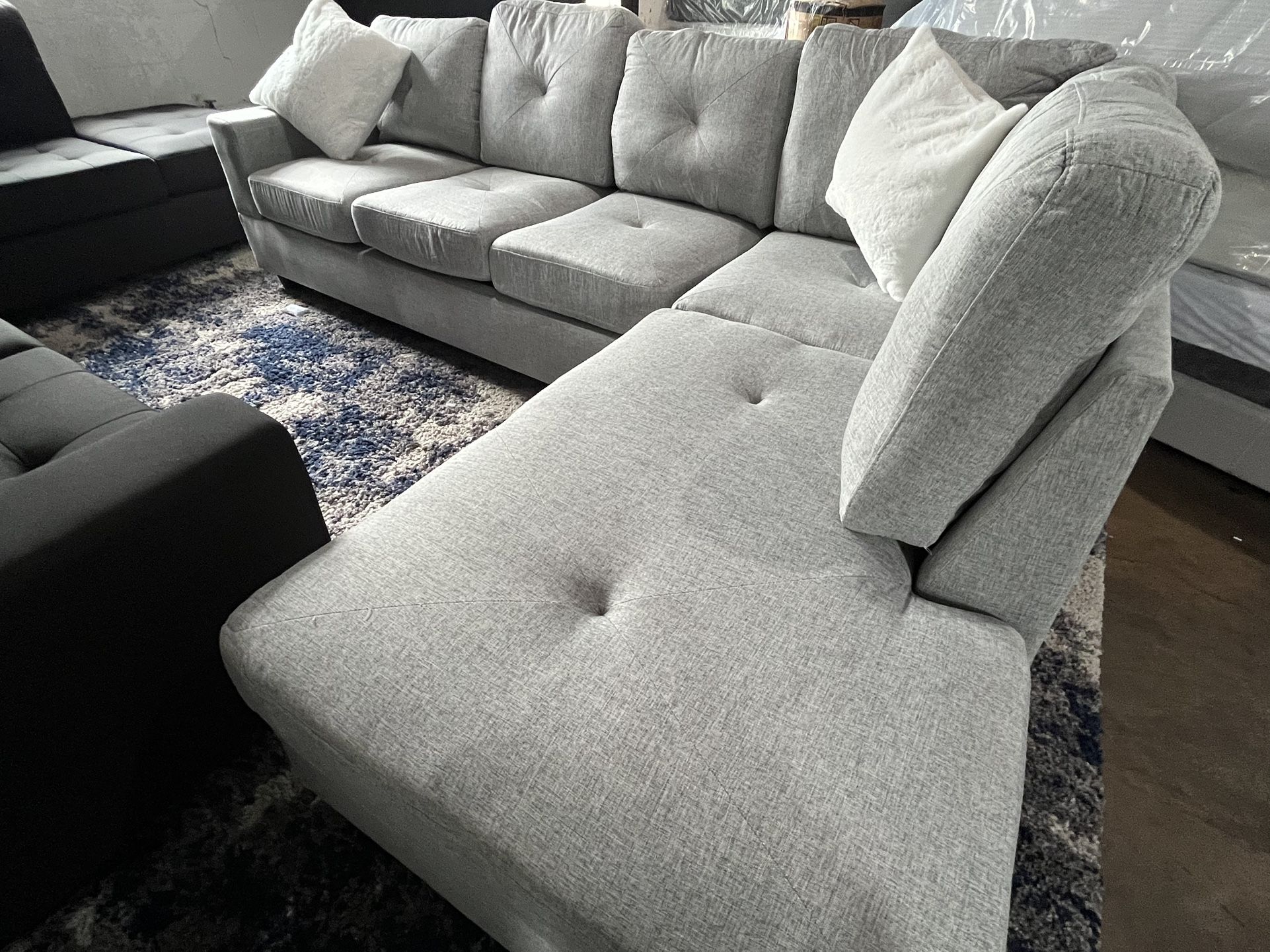 Beautiful Grey Sectional w/ Chaise & Cup Holders β $679 | $0 Down Financing + Same-Day Delivery