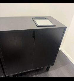 Black storage cabinet