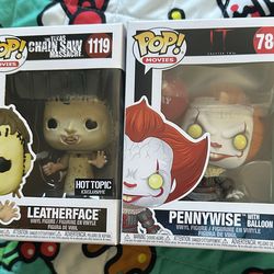 It Pennywise & LeatherFace Funko Pops