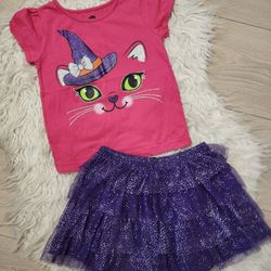 New HALLOWEEN CAT shirt And Skirt,  3T,  $18