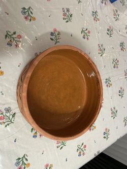 10.75” new stoneware Glazed Terracotta baking / Serving Bowl .