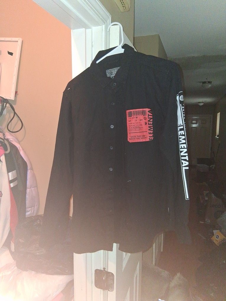 Black And Red Chinese Button Up Shirt