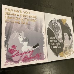 Disney Princess Canvas Sleeping Beauty Belle Beauty & Beast Decor
