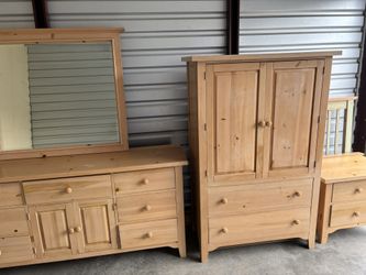 Full Bedroom Set Oak Wood 