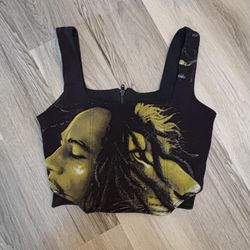 Bob Marley Graphic Tee Corset Top