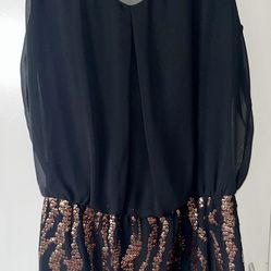 Bisou Bisou Women’s Size 6 Black Dress w/ Copper-Colored Sequins - PERFECT COND.