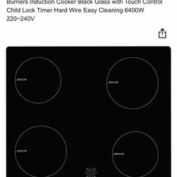 24 in. Electric Stove Induction Cooktop Smooth Surface Vitro Ceramic Glass with 4 -Elements Booster Burner in Black