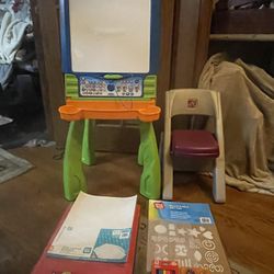 Vtech Musical 3 in 1 Art Easel Table Learn to Draw & Write, Step2 Chair & New Supplies